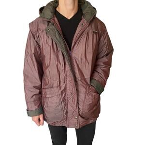 Vintage Fleet Street Purple Down Jacket Insulated Hooded Puffer Men Sz Large